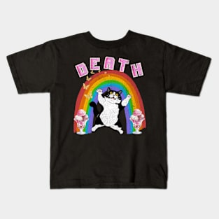 Death Weirdcore Pastel Goth Cat Rainbow Ice Cream Punk Kids T-Shirt